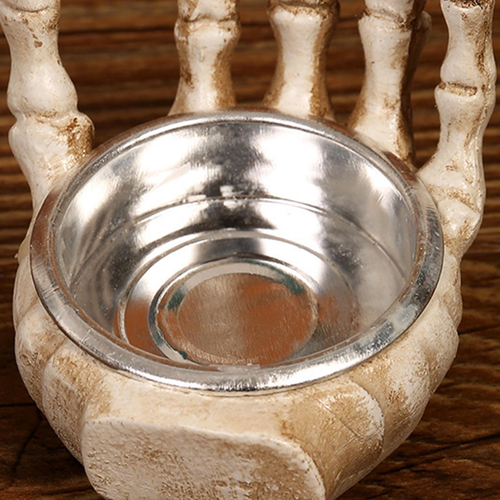 Halloween Skulls Candle Holder Candle Stand Human Skeleton Pillar Candle Holder for Haunted House Spooky Bar Holiday Table Centerpiece Party