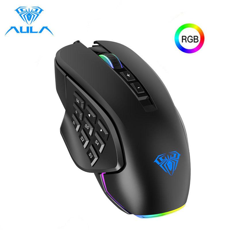 2021 RGB Chuột Chơi Game 10000 DPI Nút Bấm Bên Vĩ Mô Có Thể Lập Trình Công Thái 14 Có Dây Backlit Game Thủ Chuột Cho Laptop