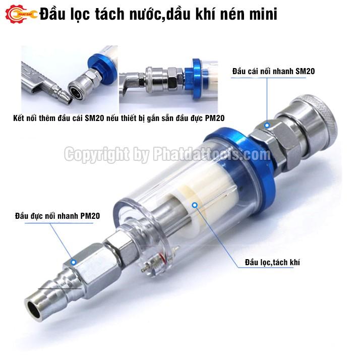 Đầu lọc,tách nước,dầu khí nén mini-Phụ kiện cho súng phun sơn và các thiết bị dùng khí nén tiện dụng