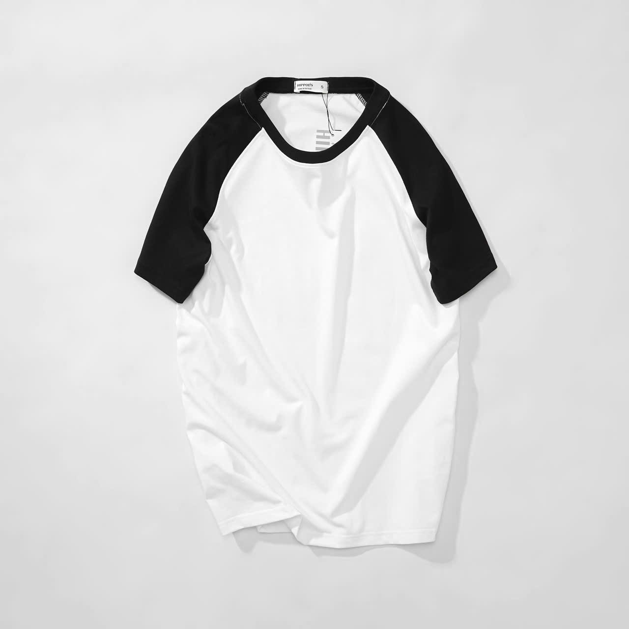 Áo thun Raglan unisex cotton màu trắng