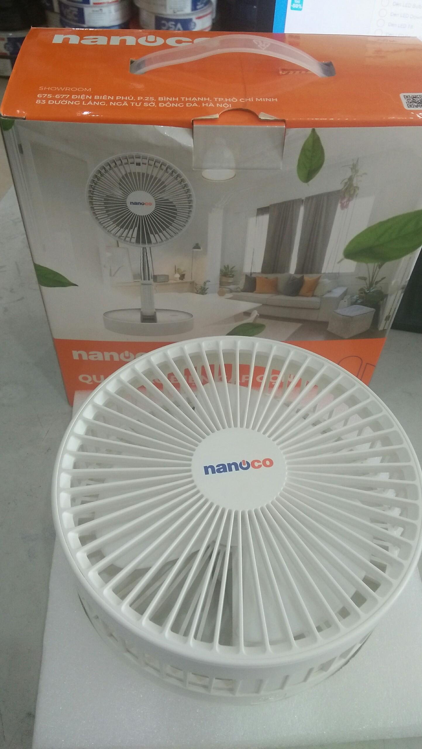 Quạt Sạc Điện Gấp Gọn Nanoco NFF1617W-Hàng chính hãng