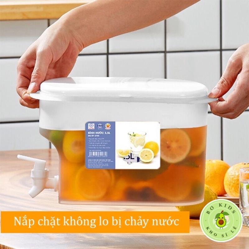 Bình đựng nước có vòi 3,5L Việt Nhật , Bình đựng nước trà, nước trái cây để trong tủ lạnh tiện lợi