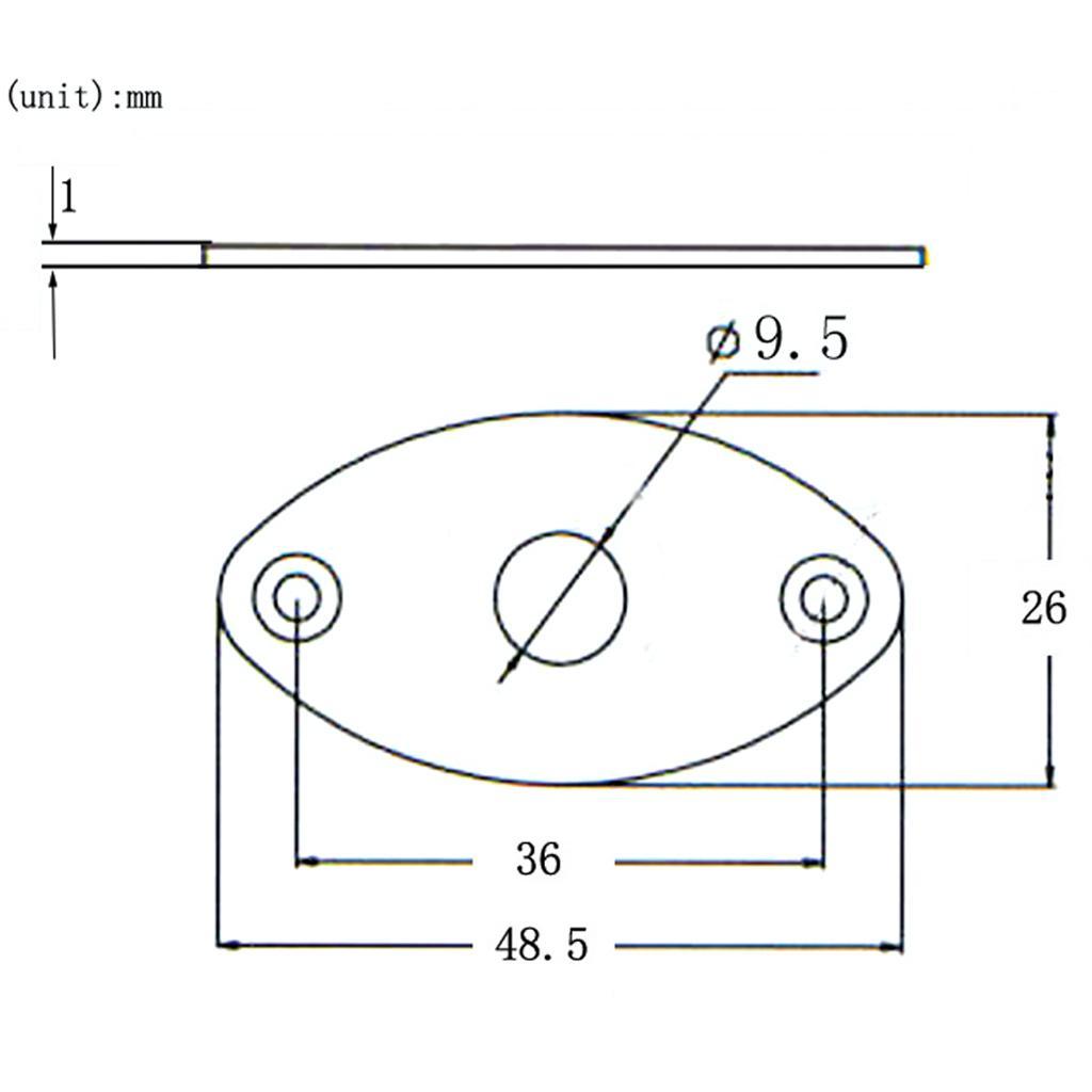 2-5pack Oval Flat Jack Plate With 1/4" 6.35mm Electric Guitar Bass Jack Plug
