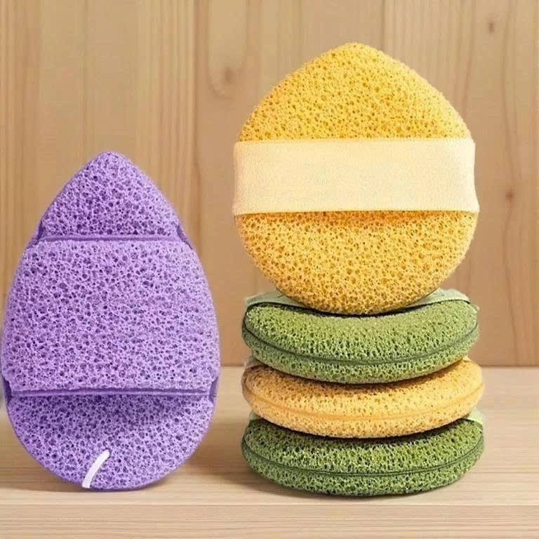 Combo 3 Bông Mút Rửa Mặt Thiết Kế Hình Giọt Nước Chất Liệu Ưa Nước Lưới Tổ Ong Hấp Thụ Nhanh