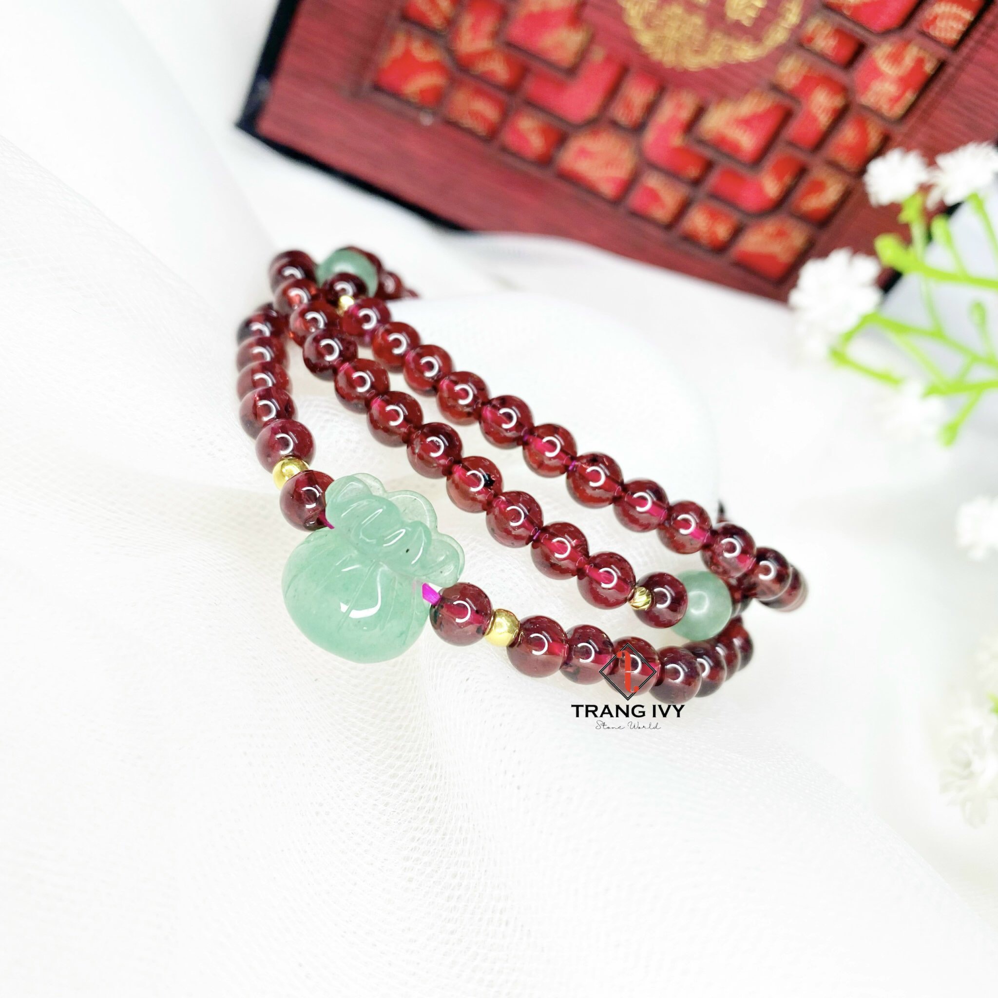 Chuỗi Vòng Tay Garnet Mix Túi Tiền Đá Aven