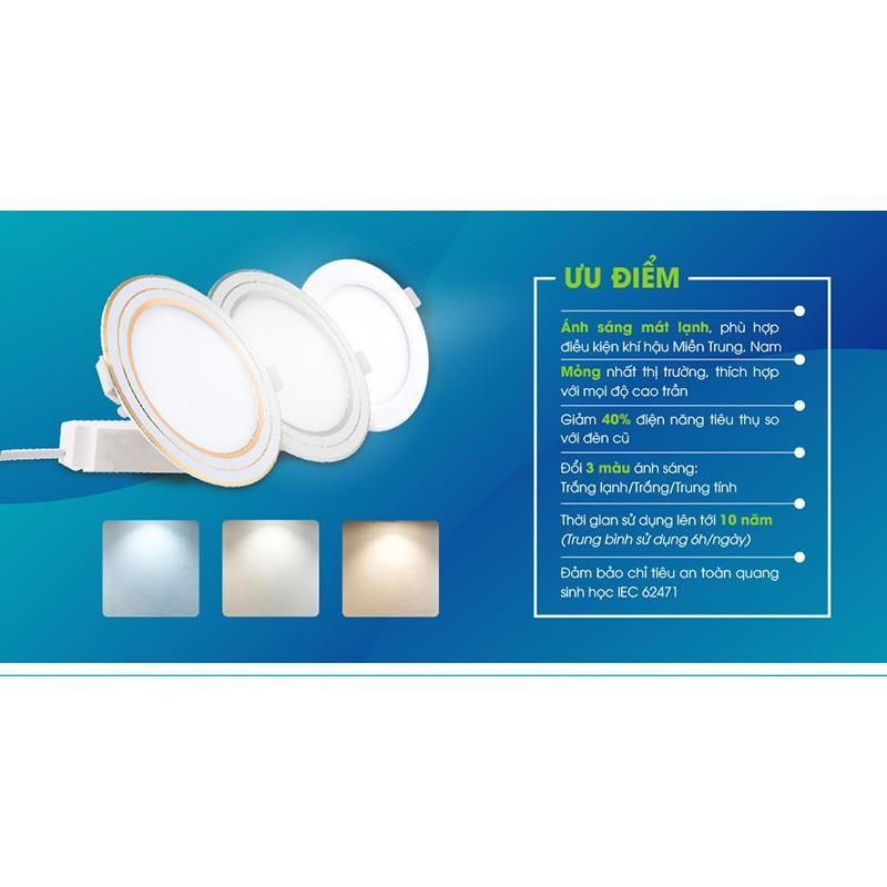 Đèn LED Panel Tròn đổi màu PT05 Rạng Đông, đường kính lỗ khoét trần 135mm - 9W