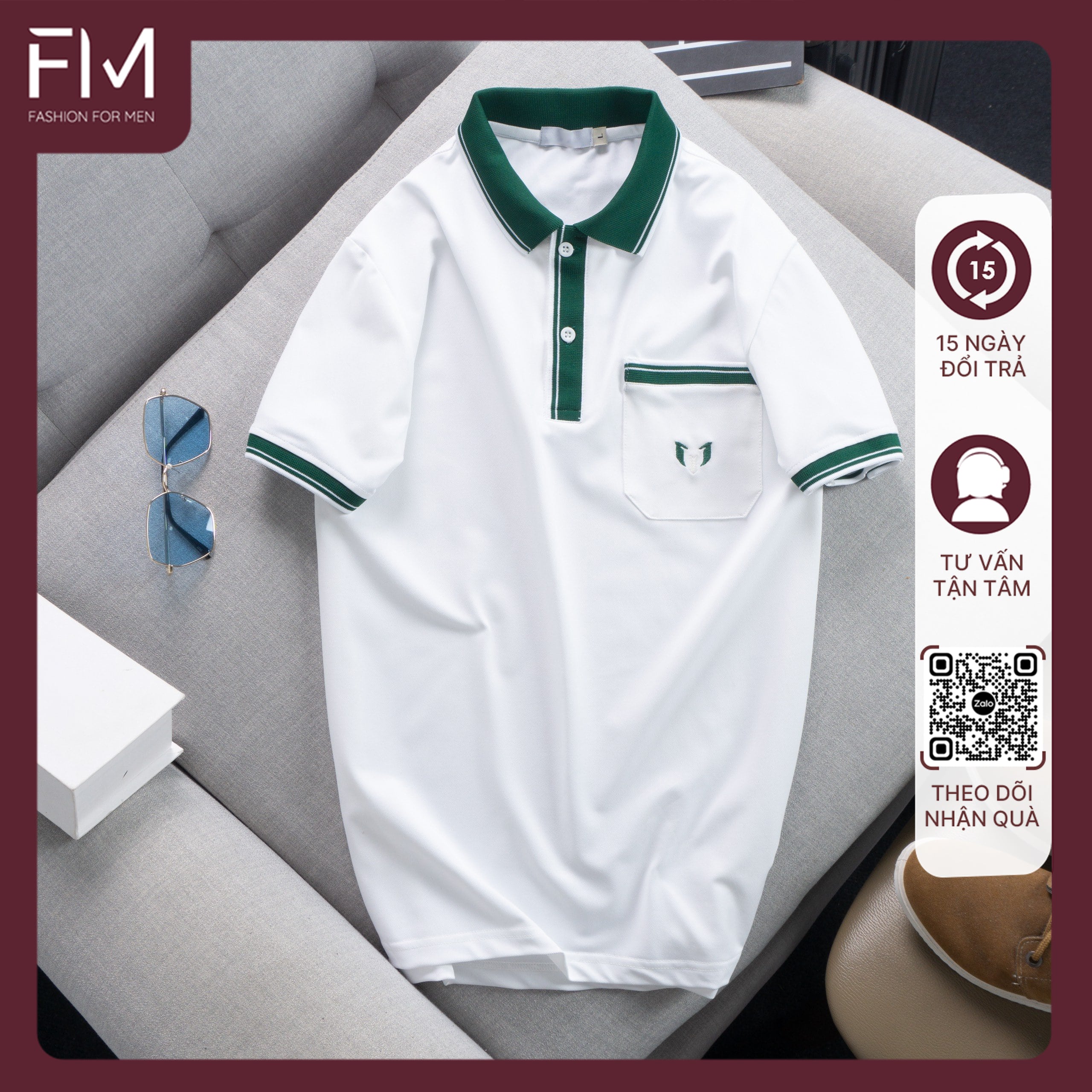 Áo thun có cổ ngắn tay thời trang nam, chất vải cotton cao cấp, co giãn tốt, mặc mát - FORMEN SHOP - FMPS203