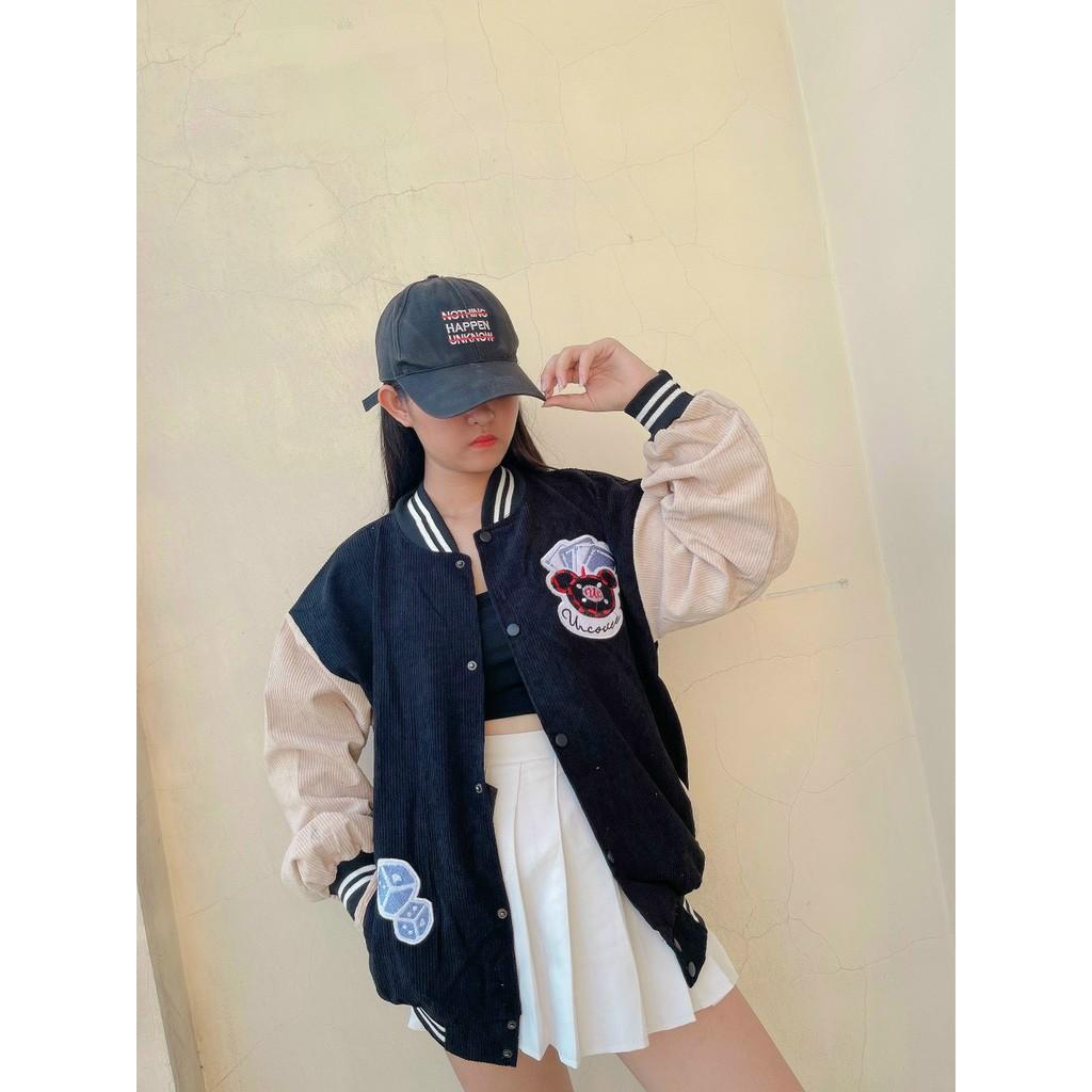 Áo Bomber/ Áo khoác nhung tăm DeepEnd cúc bấm nam nữ shopanamy