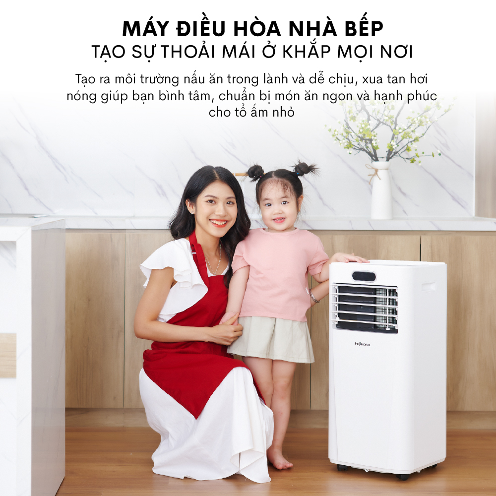 Máy lạnh đứng di động nhập khẩu Fujihome, Hàng chính hãng, Điều hòa thông minh làm lạnh 7000 - 14000BTU, Kết nối wifi, Điều khiển qua app, Bảo hành điện tử toàn quốc 24 tháng