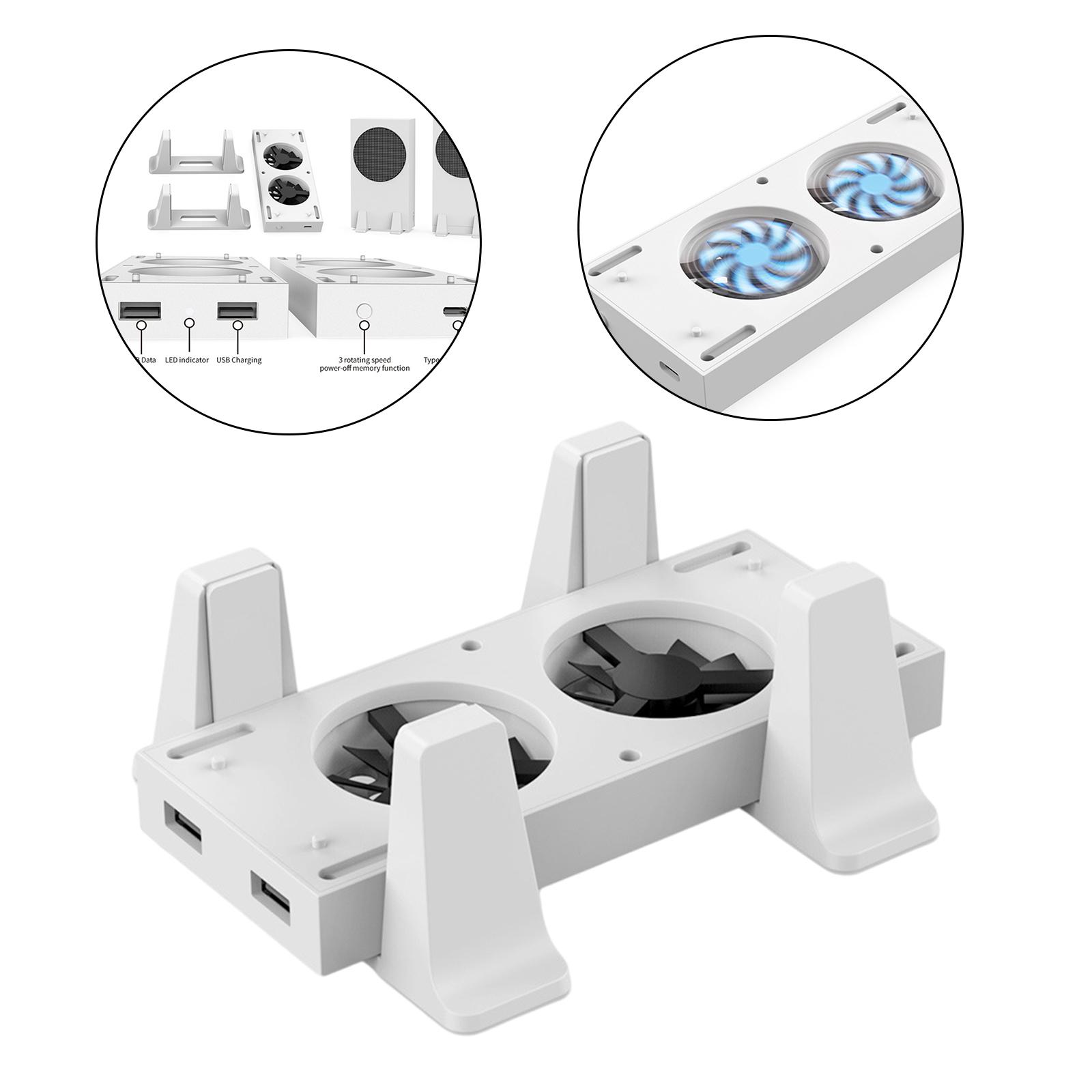 Vertical Stand for Xbox Series X with Cooling Fan, Charging Station Dock for Xbox Series X Controller, White Cooling Fan