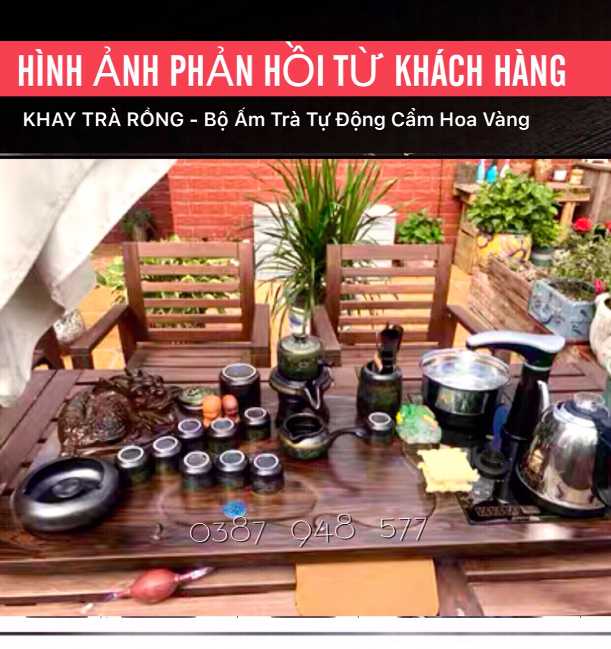 Bàn trà điện thông minh tự động đa năng Tượng Rồng khung gỗ cao cấp TR14-Phong cách trà đạo,Một bộ đủ món như hình