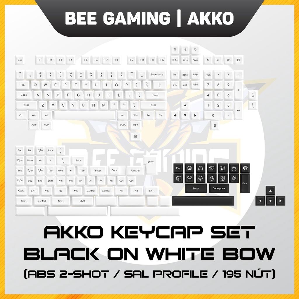 Bộ keycap chính hãng AKKO – Black on White BOW (Chất liệu ABS Double-Shot / SAL profile / 195 nút)