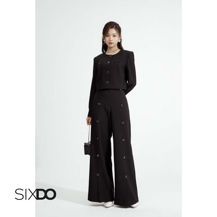 Quần suông nữ ống rộng phối cúc thời trang SIXDO