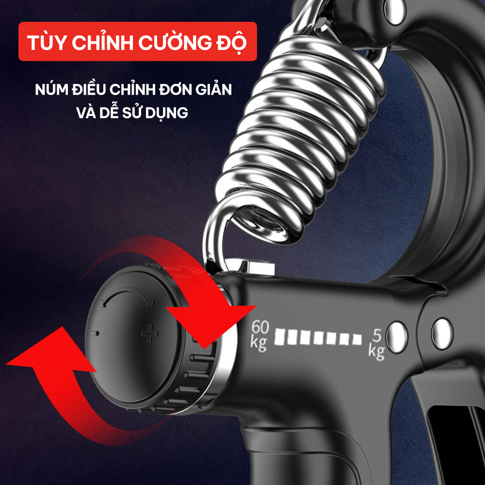 Kìm bóp tay, kìm tập tay chữ A có đếm số tự động GoodFit GF02E kìm tập cơ tay điều chỉnh lực từ 5-60kg