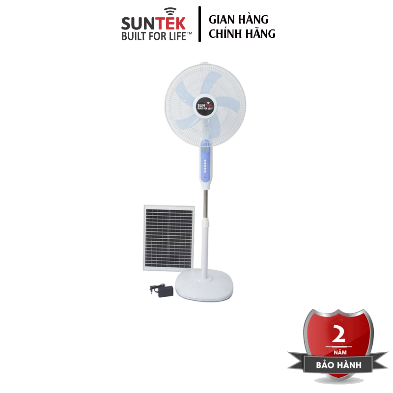 Quạt Cây Tích Điện Sạc Bằng Năng Lượng Mặt Trời SUNTEK SF-05 - Công suất 25W | Hoạt động 8-10 giờ | Tính năng 3in1 kiêm Đèn LED &amp; Sạc Dự Phòng 7500mAh | Sạc được từ nguồn 220V | 5 cánh quạt 33cm | 3 tốc độ gió - Hàng Chính Hãng - Bảo hành 2 năm