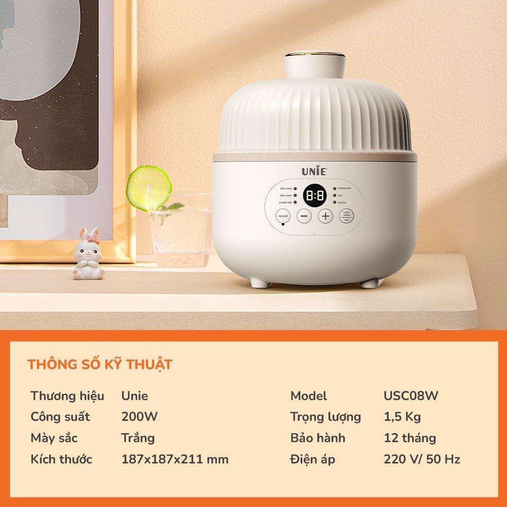 Nồi Nấu Chậm UNIE USC08w, 200w - 0.8Lit, Hàng Chính Hãng