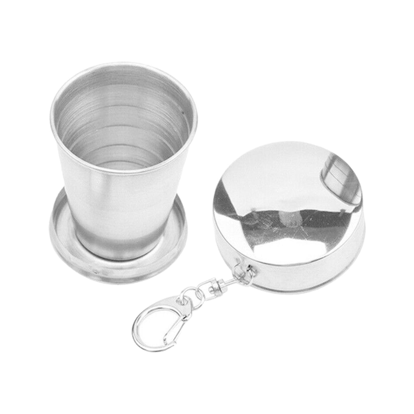 Camping Folding Cup with Keychain Telescopic Mug Stainless Steel Camping Mug S