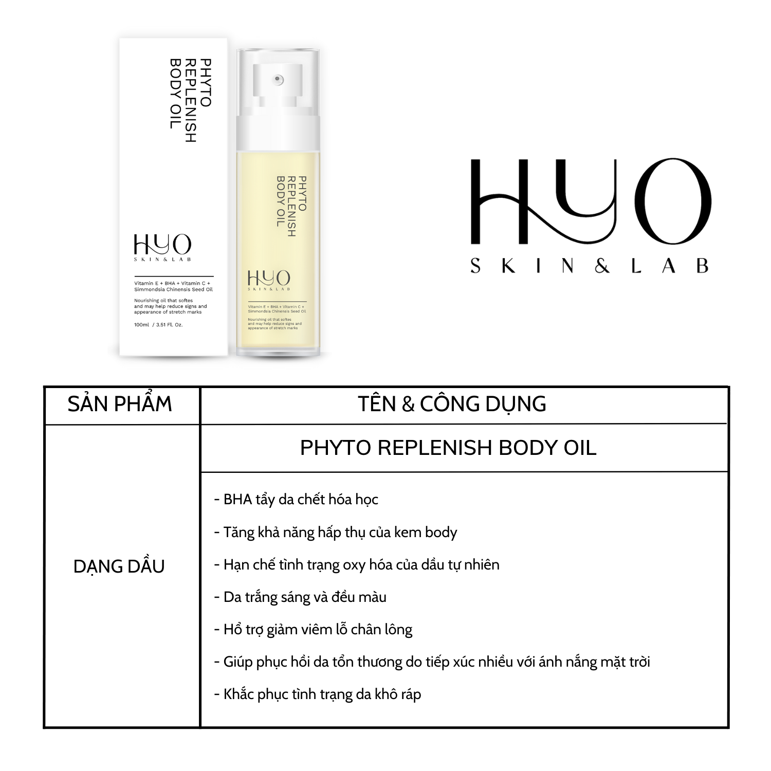 Dầu dưỡng ẩm da toàn thân HYO PHYTO REPLENISH 100ml - Hàn Quốc