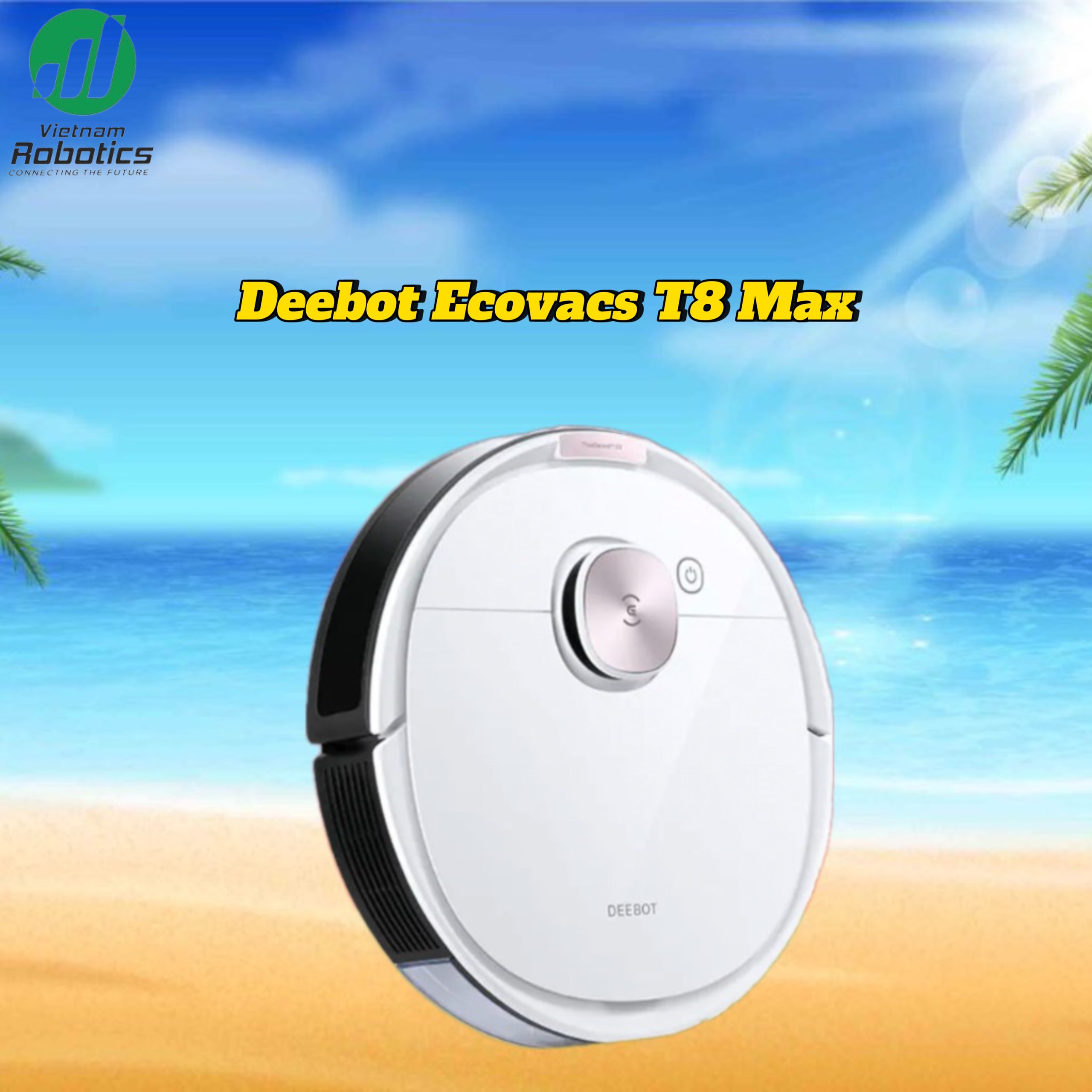 Robot hút bụi lau nhà Ecovacs Deebot T8 Max - hàng nhập khẩu chính hãng full VAT, bảo hành chính hãng 24 tháng bởi Vietnam Robotics, lực hút 1500Pa, thời gian hoạt động 3 giờ liên tục