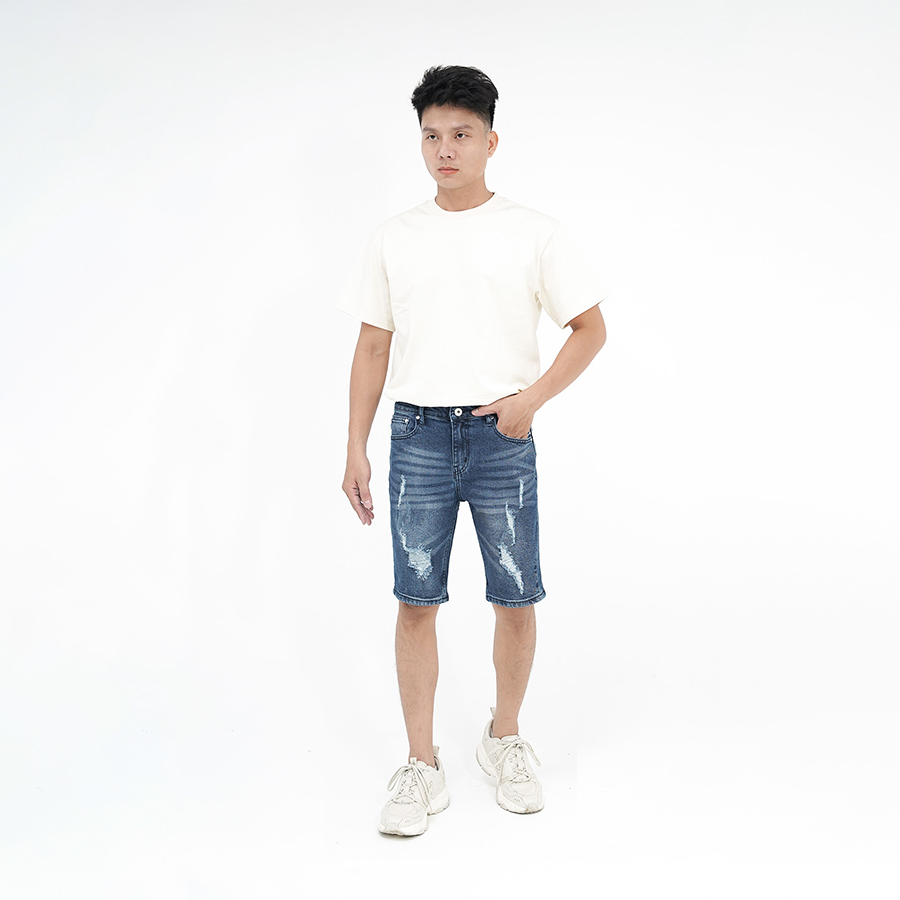 Quần Short Jeans Nam Rách Cao Cấp HUNTER XRAYS Form Slimfit Thun Màu Xanh  S69