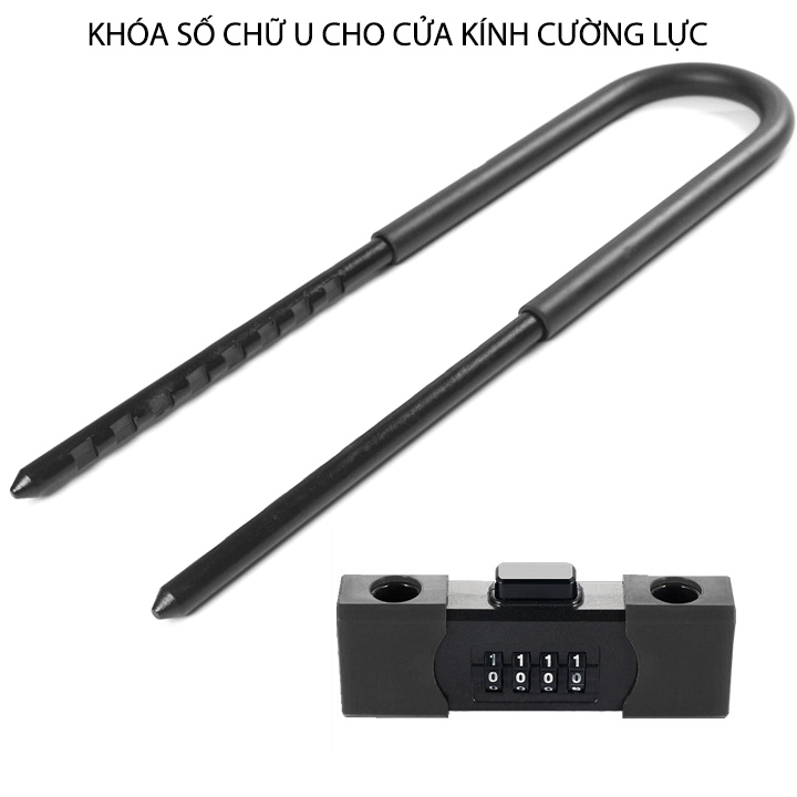 Khóa số chữ U loại móc dài 330mm, dùng khóa cửa kính, xe máy, trang bị 4 mã số có thể thay đổi được U701