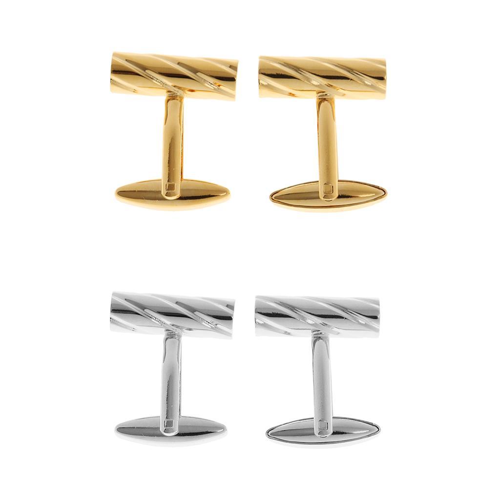 Men's Formal Dress Cylinder Incline Spiral Shape Shirt links Gold