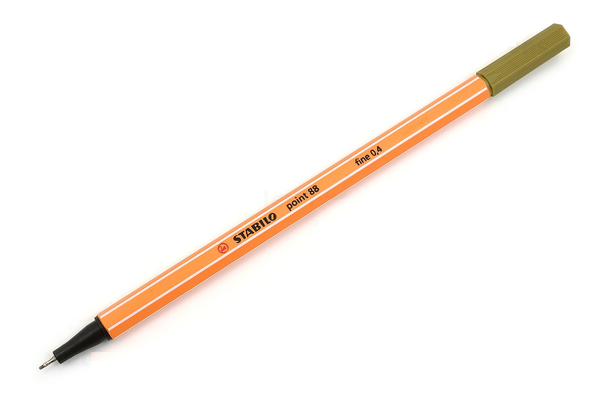 Bút kim màu Stabilo Point 88 Fineliner Makers Pen - 0.4mm - Màu xanh ô liu natural (Mud Green - 37)
