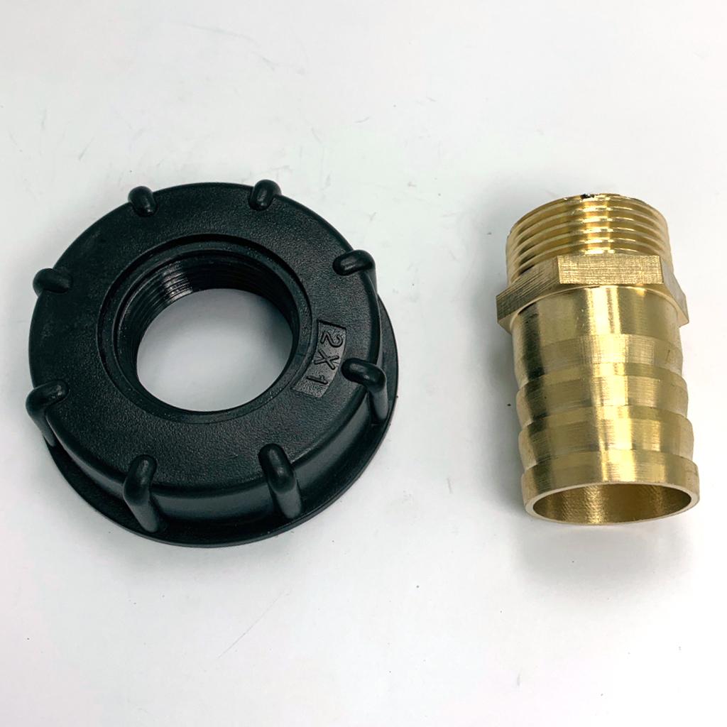 2 Pieces IBC 1000L Water Tank Connector 1/2'' 1'' Brass Hose Adapter DN25 DN15