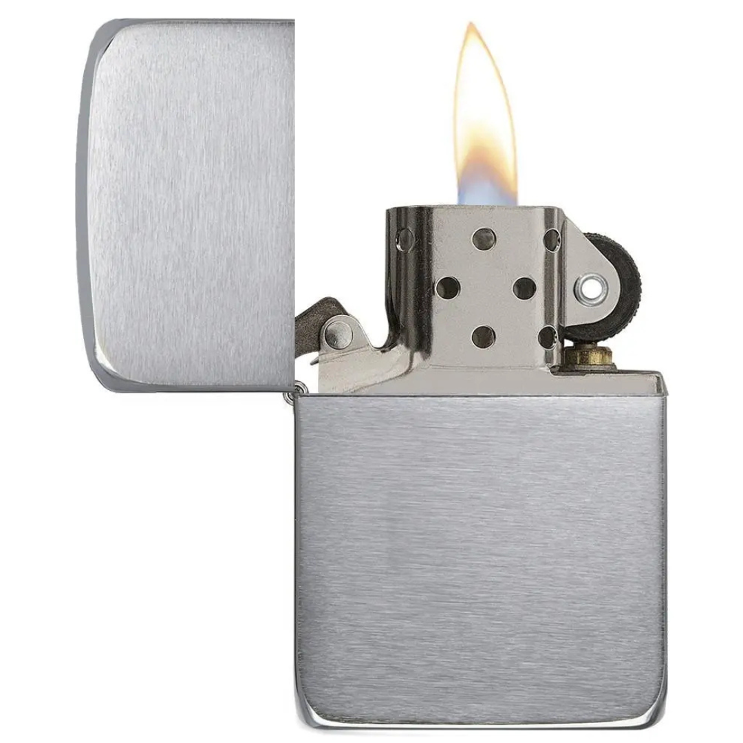 Bật lửa Zippo 1941 Replica Brushed Chrome - Bản Tái Bản Thập Niên 40 Vỏ Đồng Mạ Chrome Xước, Chính Hãng Mỹ, Bản Lề 4 Chấu