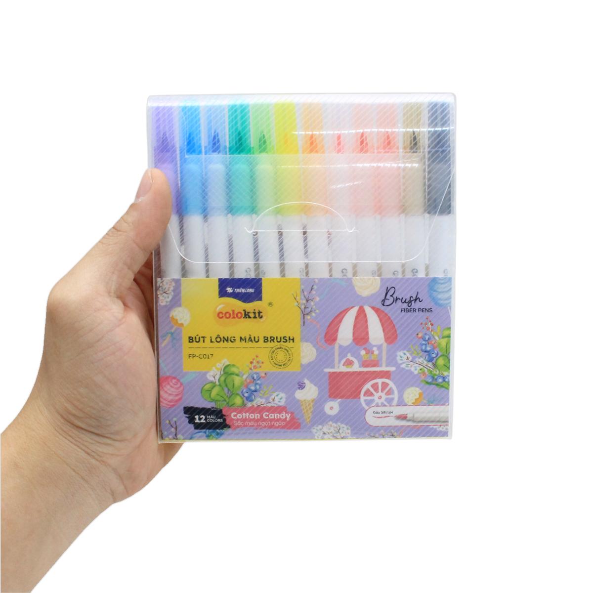 Vỉ 12 Bút Lông Màu Đầu Brush - Cotton Candy - Colokit FP-C017