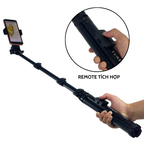 Gậy chụp ảnh điện thoại Yunteng VCT-91666 - Phụ kiện tích hợp 3 chân tripod và cằm tay selfie nhỏ gọn tiện lợi - Hàng chính hãng