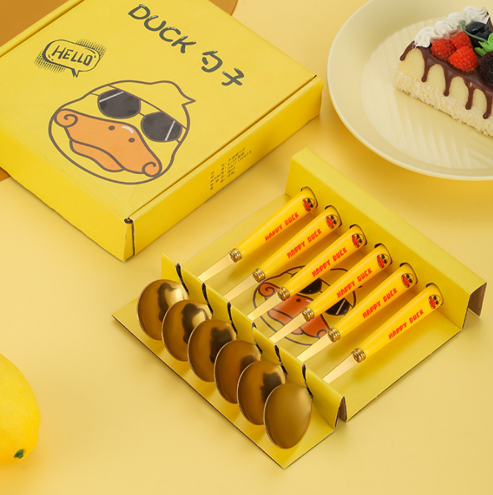Set 6 Muỗng Vàng Hình Con Vịt Vàng Duck