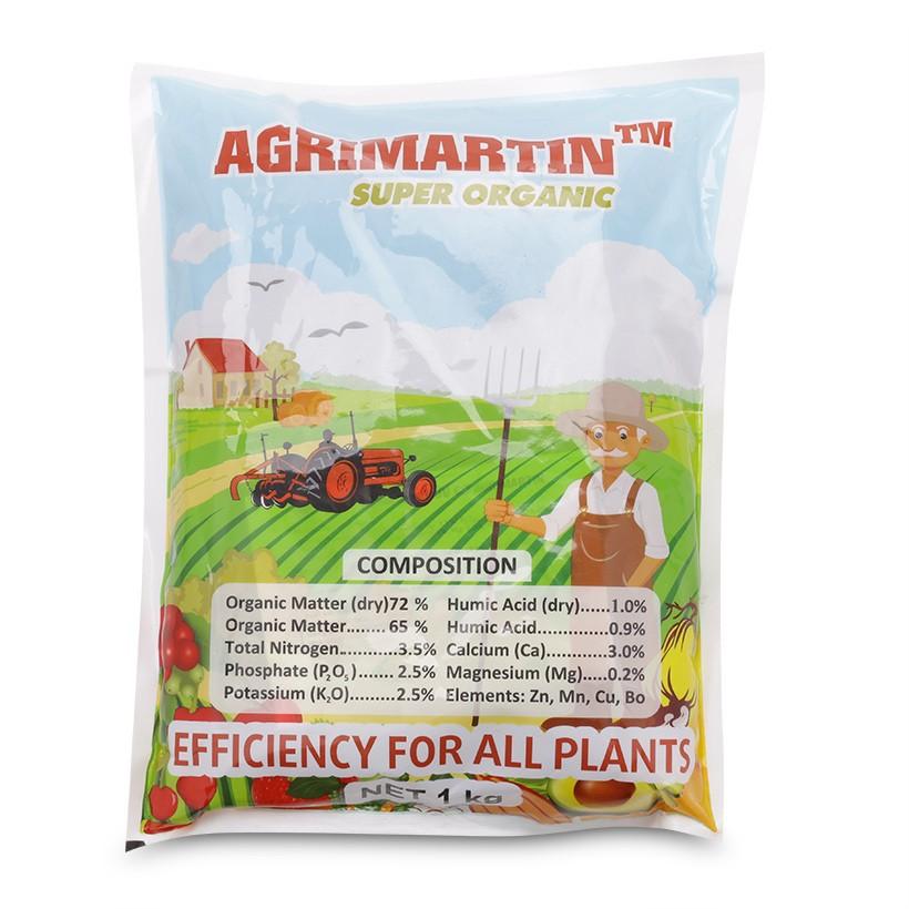 Phân bón hữu cơ đậm đặc Đầu Trâu AGRIMARTIN SUPER ORGANIC _gói 1kg