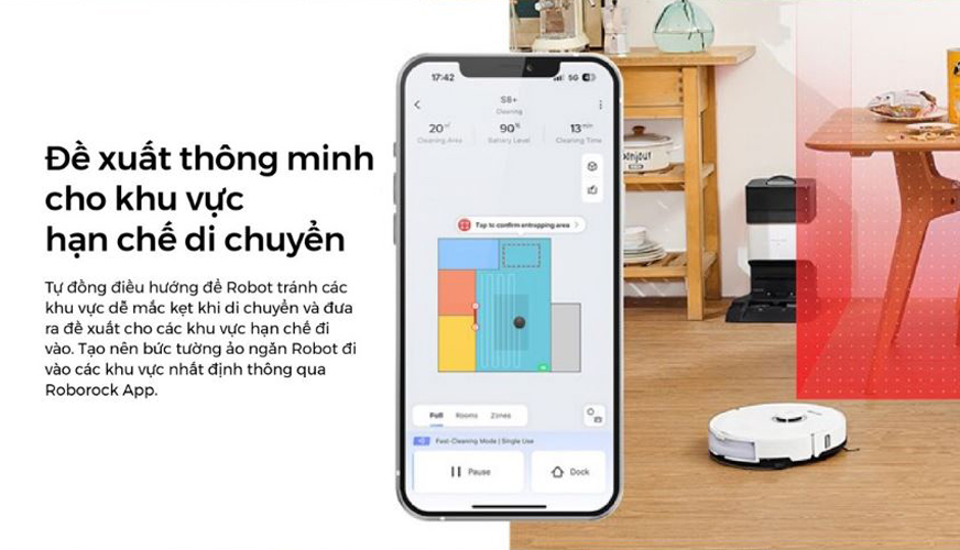 Robot Hút Bụi Lau Nhà Roborock Q5 Pro Plus - Lực Hút 5500Pa - Chổi Chính Kép (Hàng Chính Hãng)