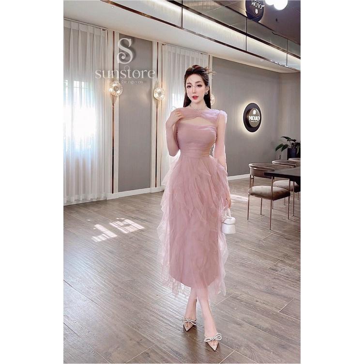 ĐẦM LƯỚI CAO CẤP DÁNG DÀI THIẾT KẾ CHUẨN SHOP CÓ LƯỚI TUA RUA CỰC SANG CHẢNH LUN NHA CÁC NÀNG - hồng