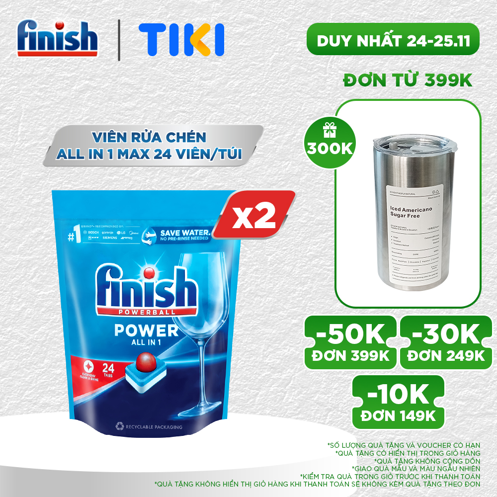 Combo 2 túi viên rửa chén Finish all in one 24 viên