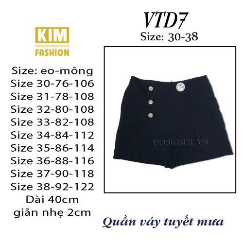Quần giả váy bigsize KimFashion mã VTD7, quần váy bigsize chất tuyết mưa loại 1 56-78kg