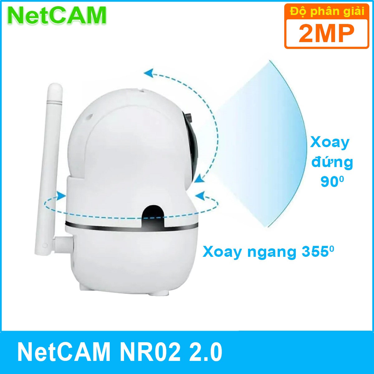 Camera IP WiFi Giám Sát An Ninh NetCAM NR02, độ phân giải 2.0MP - Hàng Chính Hãng