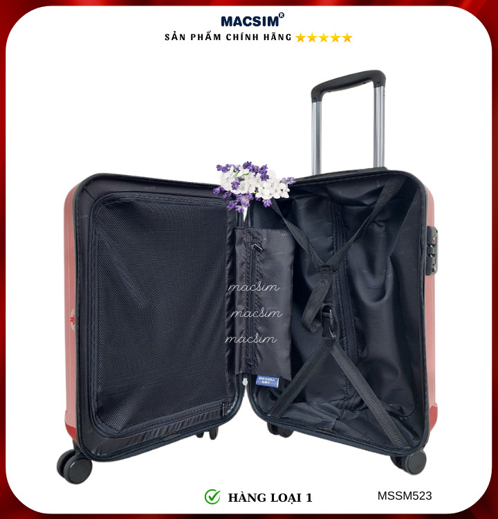 Vali cao cấp Macsim Smooire MSSM523 cỡ 20 inch màu gold, đen, đỏ - Hàng loại 1