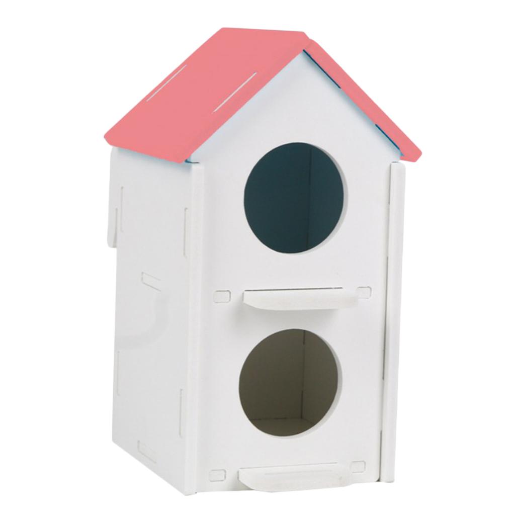 2x Pet Wood Breeding Nesting Bird Cage Box Nest House Hut for Parrot Birds Pink