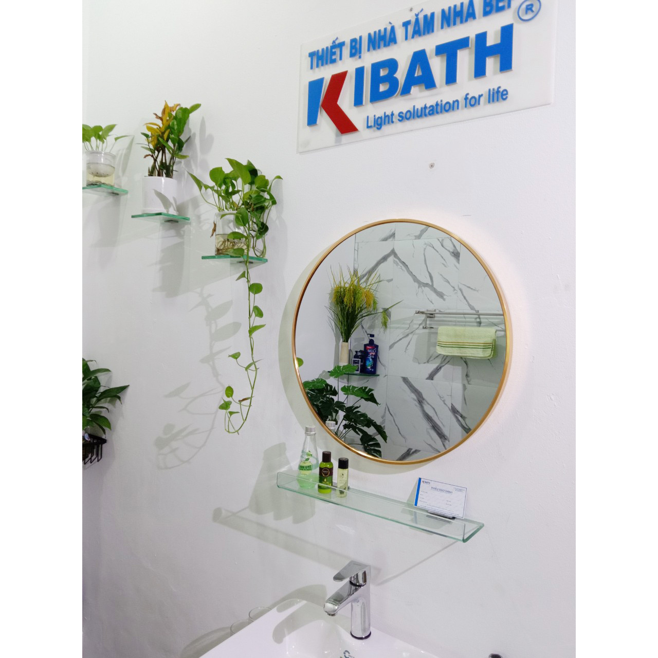 Gương Soi Kibath Hình Tròn Khung Viền Nhôm Sơn Tĩnh Điện, KB-137