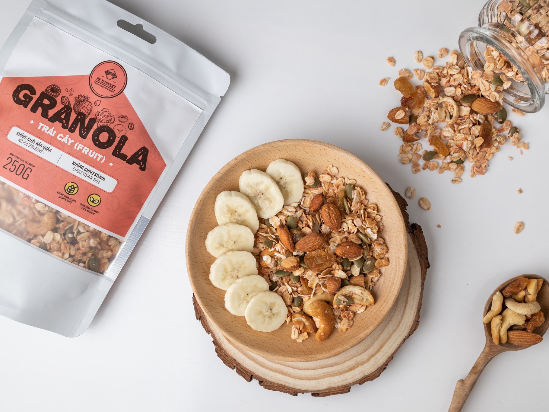 Granola Siêu Hạt DK Harvest - 5 loại hạt ngũ cốc Giảm Cân Nướng Mật Ong, Không Đường - Trọng lượng 500g