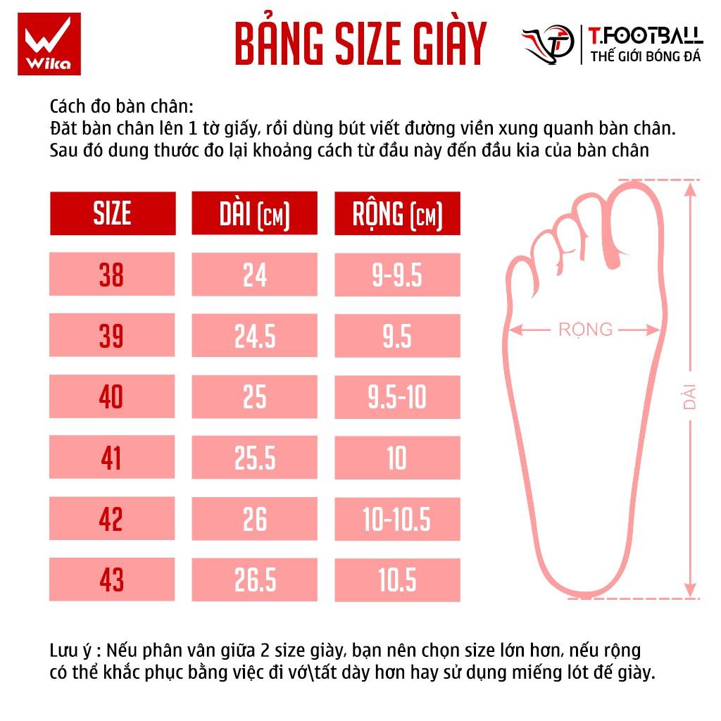 Giày Đá Bóng WIKA 3 Sọc Chính Hãng Khâu Full Đế Đinh TF Hỗ Trợ Bám Trụ