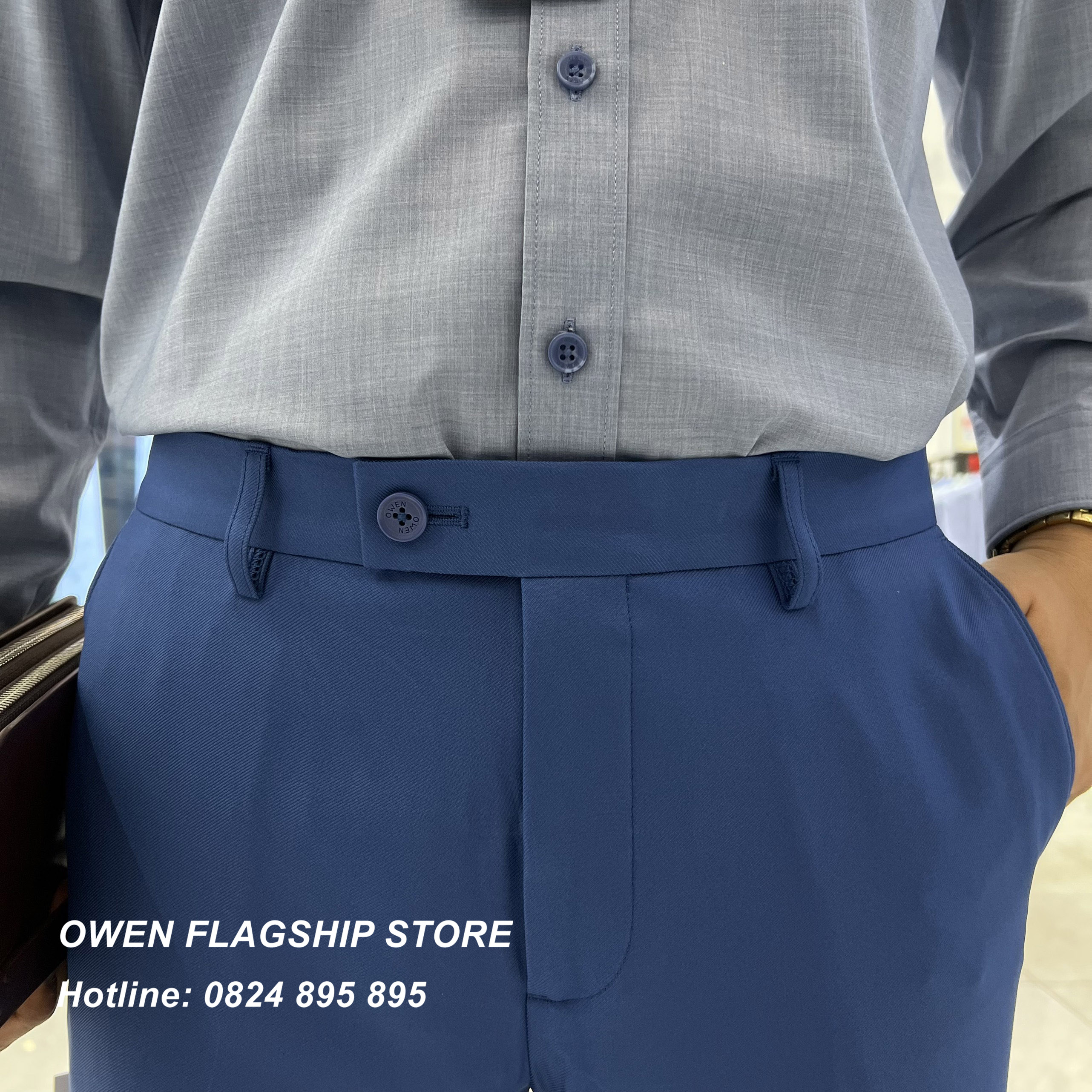 OWEN - Quần âu nam công sở dáng SLIMFIT mã QS20662L0 màu xanh
