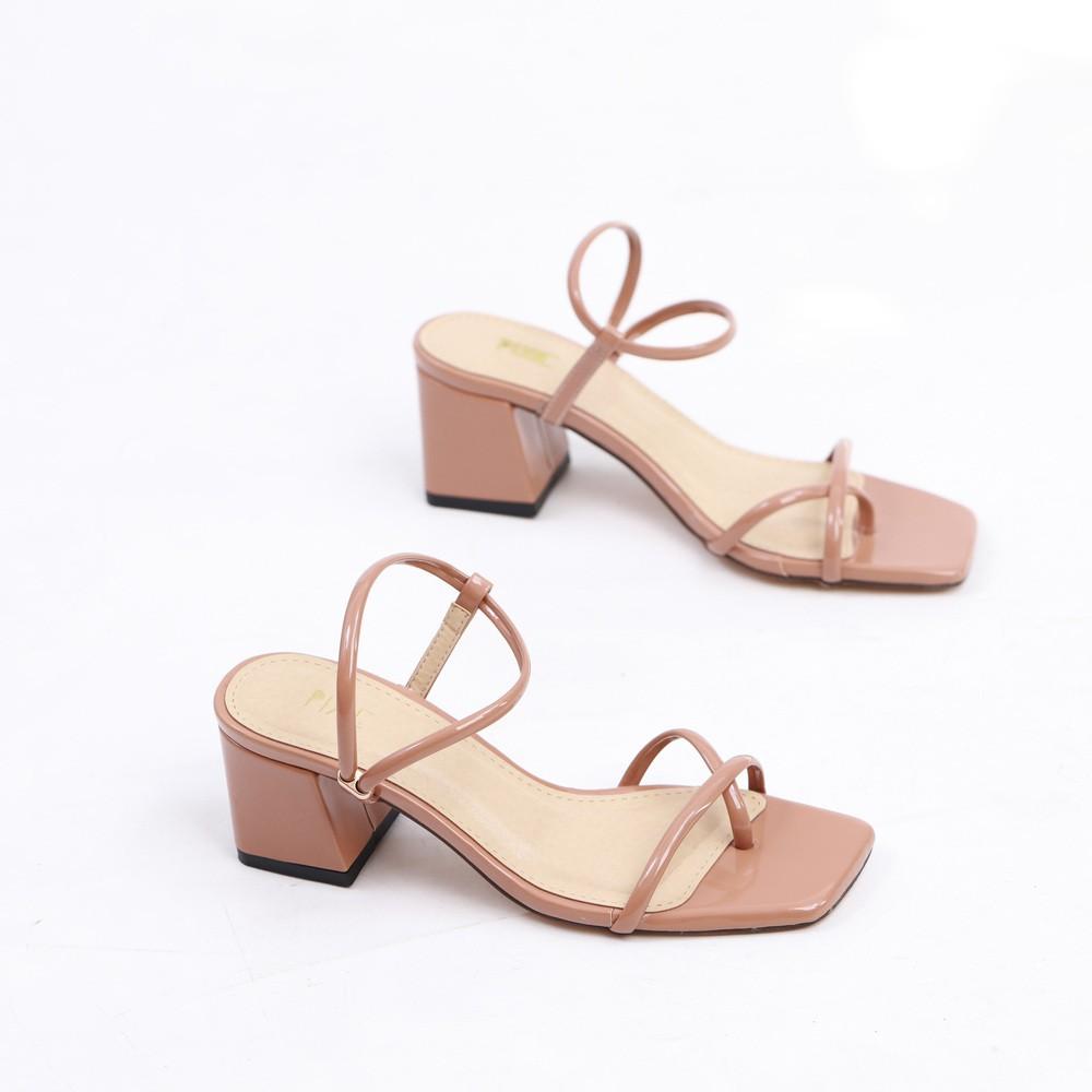 Giày Sandal Cao Gót 5cm Da Bóng Quai Mảnh Pixie X692