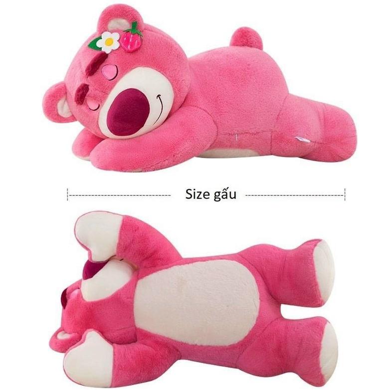 Gấu Bông LOTSO HUGGIN BEAR Lông Xù Tai Dâu Nằm Ngủ Đáng Yêu Kích Thước: 45cm-55cm-70cm