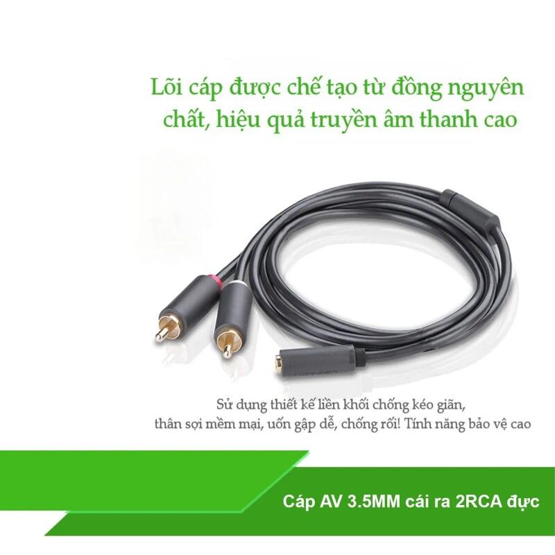 Ugreen UG10549AV102TK 3M màu Xám Cáp âm thanh 2 đầu Bông sen sang 3.5mm - HÀNG CHÍNH HÃNG