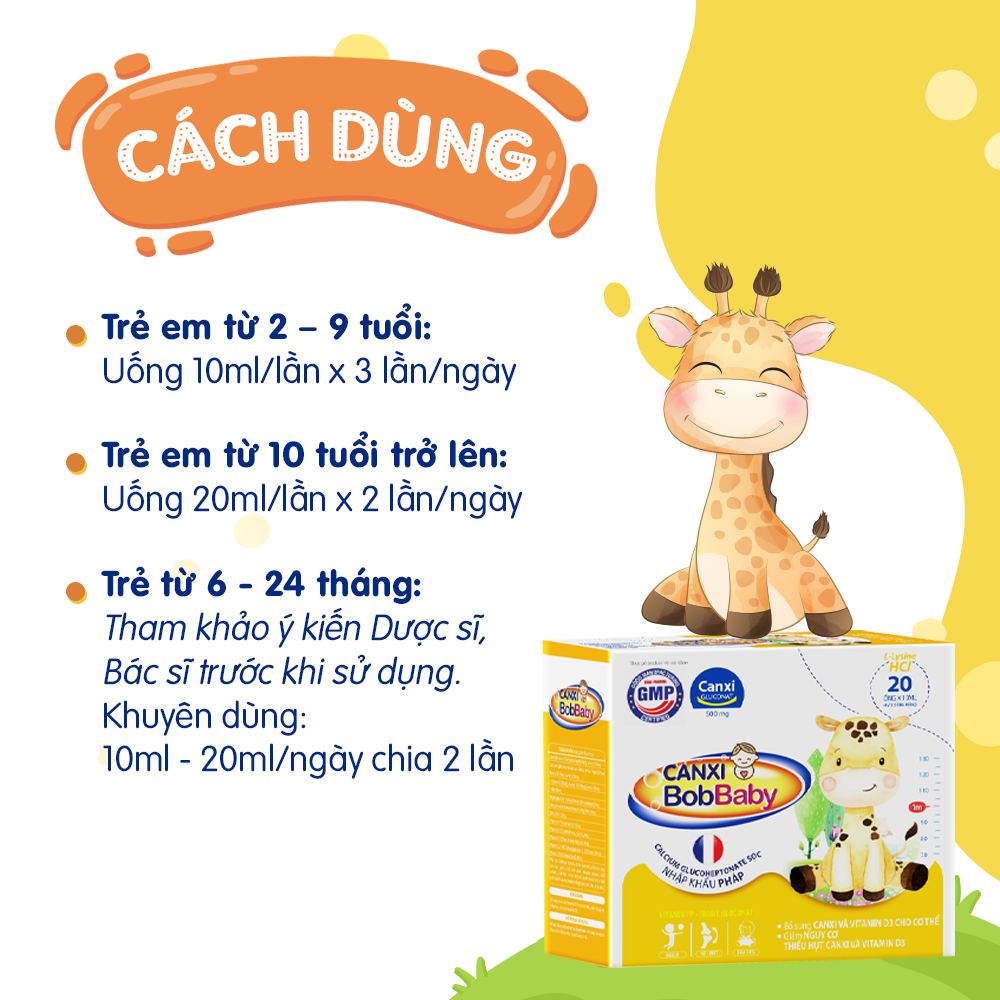  Hộp Ống Uống Canxi BobBaby Hỗ Trợ Giảm Nguy Cơ Thiếu Canxi Cho Bé 20 Ống/Hộp