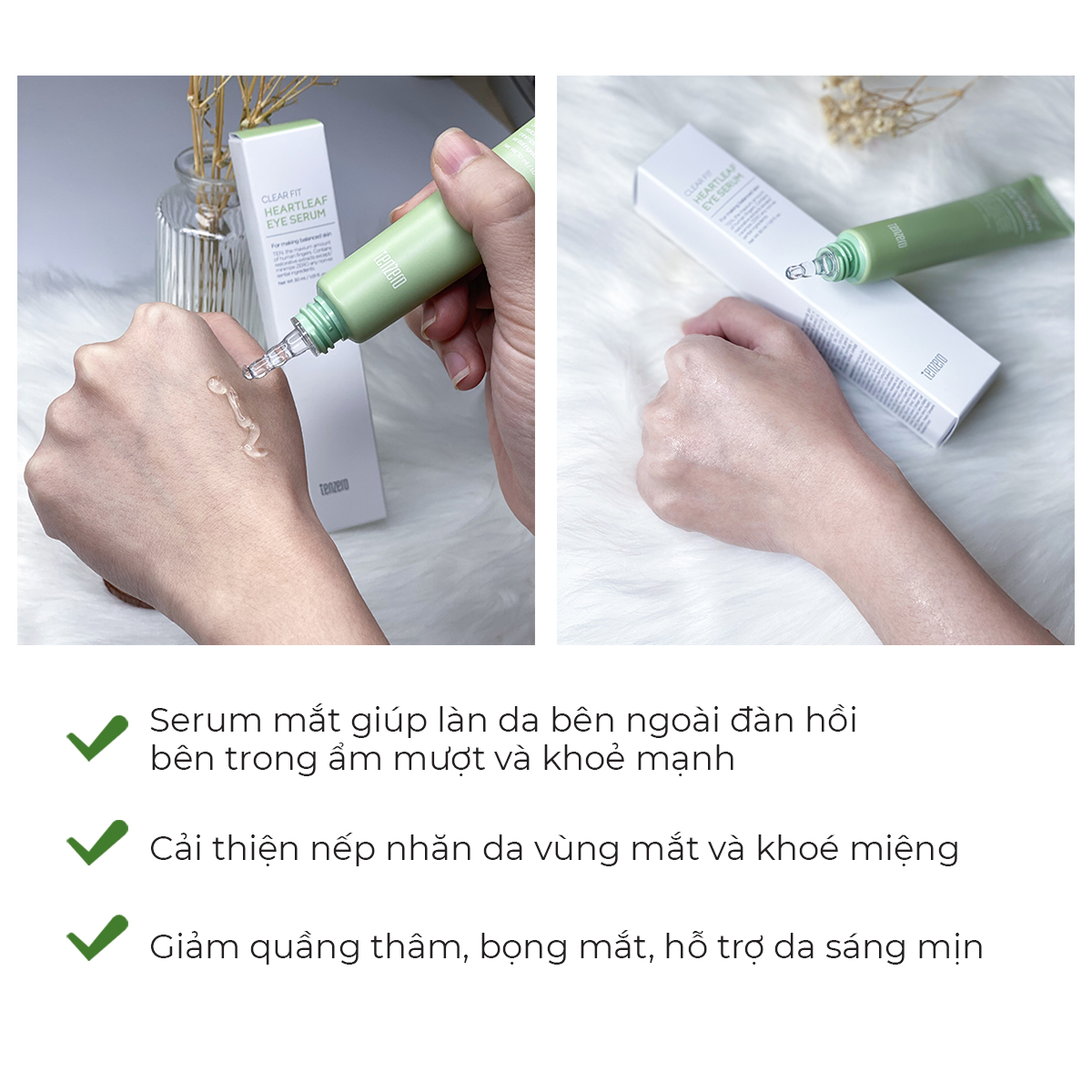 Serum dưỡng vùng da mắt giảm thâm, ngăn ngừa nếp nhăn Tenzero Clear Fit heartleaf Eye Serum 30ml