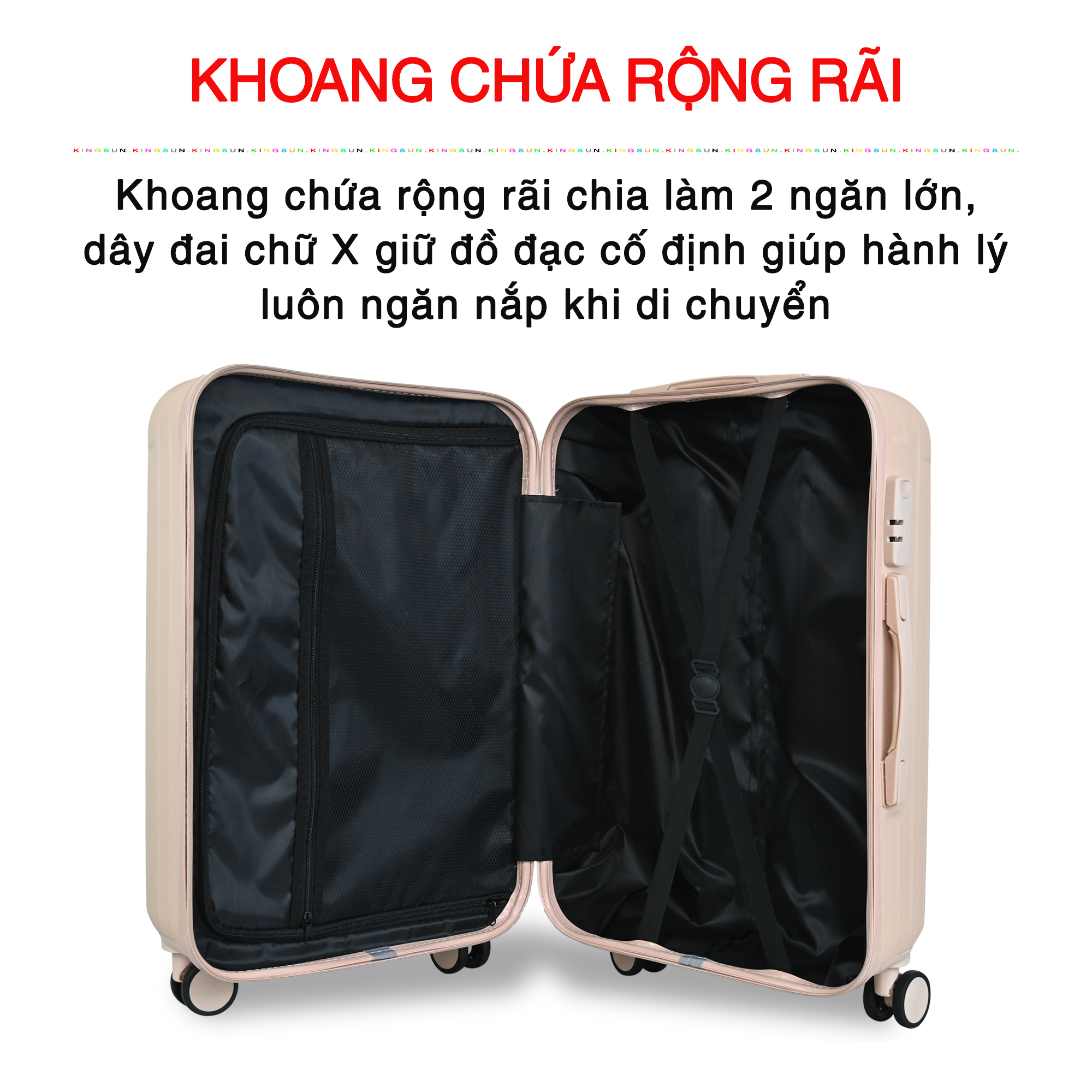 Vali Du Lịch Cao Cấp Size 24inch - Bảo Hành 5 Năm  KS-T01 - Đen